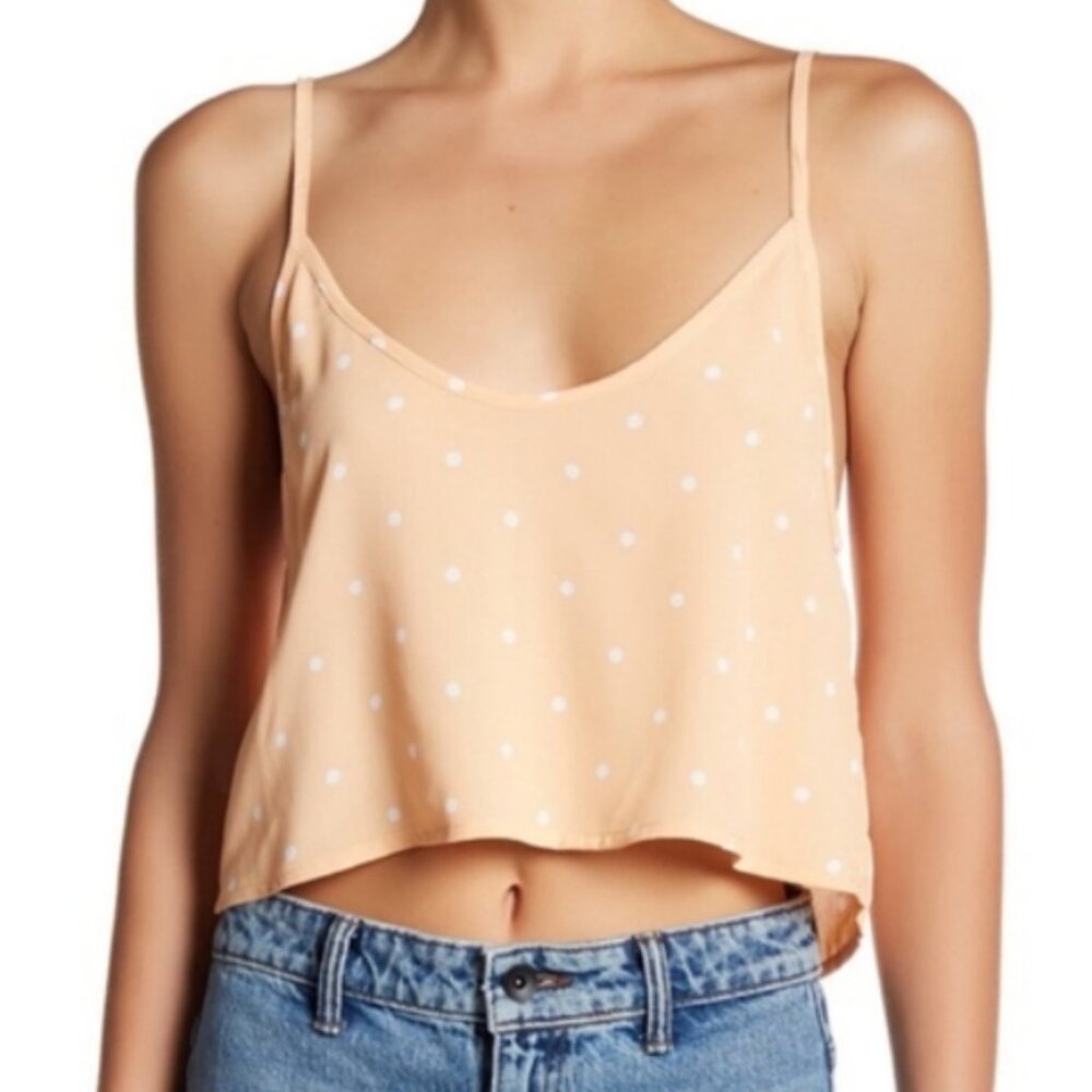 Flynn Skye Peach with White Polkadot Flowy Crop Camisole Tank Top